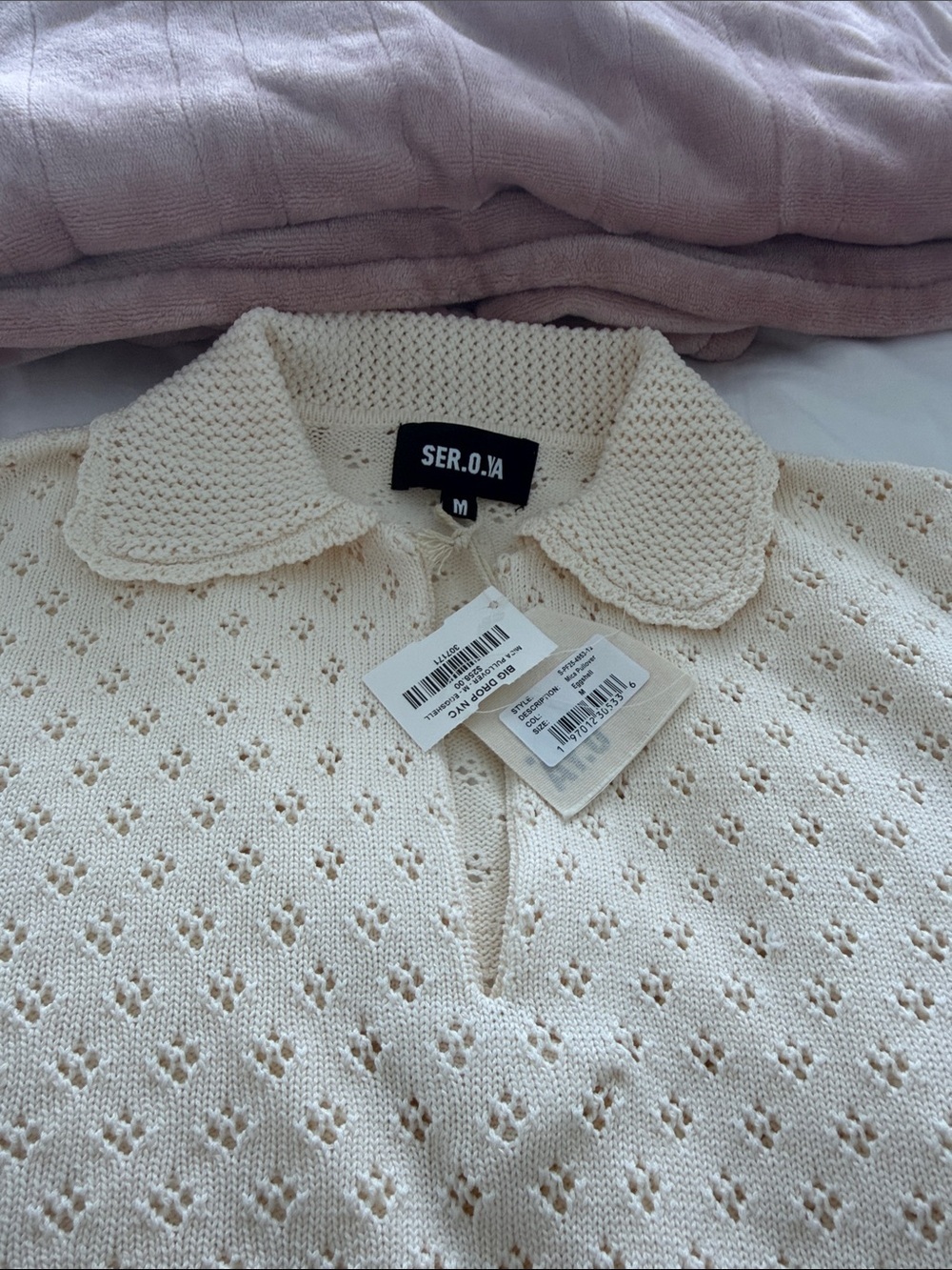 SER.O.YA Cream Knit Sweater and Knit Wide-Leg Pants with Tie Waist NWT - Picture 6 of 9